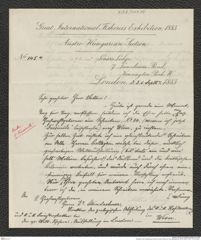 Nachlass Franz Steindachner, Brief von Arthur Diósy an Franz Steindachner (03.09.1883), Inv.Nr. 107.04, Seite 1